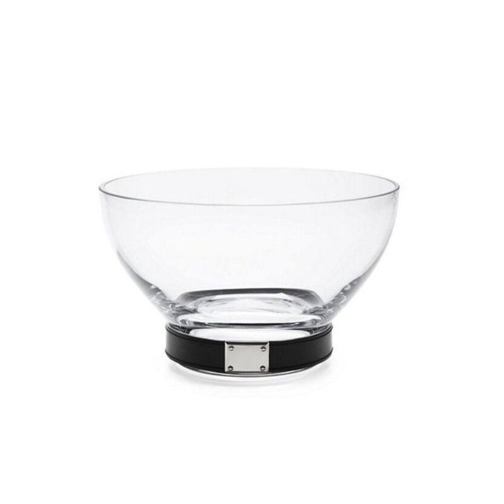 NWOT Ralph Lauren Henley Serving Glass Tall Bowl Black Leather Band ONLY